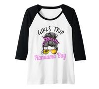Mujer Viaje a Juego para niñas Hanauma Bay Oahu moño desordenado Camiseta Manga Raglan