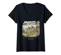 Mujer Viaje a Meteora Monasteries a Meteora Helas Grecia Camiseta Cuello V
