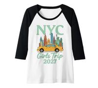 Mujer Viaje a Nueva York Chicas 2027 Travel Taxi Nueva York 2027 Camiseta Manga Raglan