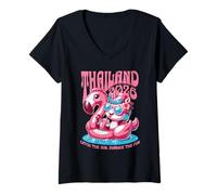 Mujer Viaje a Tailandia 2026! Vacaciones a Juego en Tailandia Camiseta Cuello V