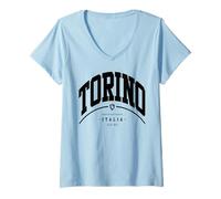 Mujer Viaje a Torino Italia a Torino Vacaciones Italia Viaje Familiar Camiseta Cuello V