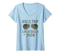 Mujer Viaje Chicas Vintage LOS ÁNGELES 2026 Vacaciones Vacaciones Vacaciones Camiseta Cuello V