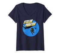 Mujer Viaje de Astronauta Espacial de la Frontera Estelar de Ciencia ficción Camiseta Cuello V