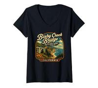 Mujer Viaje de Bixby Cr ridge California a Big Sur Vacaciones Camiseta Cuello V