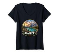Mujer Viaje de Campamento Natural al Parque Nacional Banff Camiseta Cuello V
