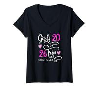 Mujer Viaje de Chicas 2026 Siesta Key Vacaciones en la Playa Coincidencia grupal Camiseta Cuello V