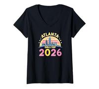 Mujer Viaje de chicas a Atlanta 2026 Recuerdo de vacaciones en el sur de Georgia Camiseta Cuello V