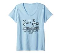 Mujer Viaje de Chicas Amsterdam Países Bajos 2027 | Girls Travel Camiseta Cuello V