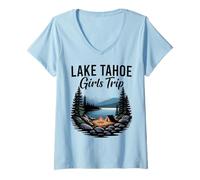 Mujer Viaje de Chicas en Lake Tahoe Fin de Semana en el Lago de Camiseta Cuello V