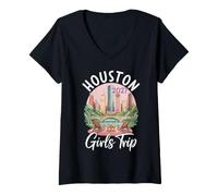 Mujer Viaje de Chicas Houston 2027 Vacaciones en Texas Camiseta Cuello V