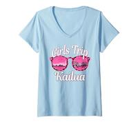 Mujer Viaje de Chicas Kailua Hawaii Despedida de Soltera Viaje de Mujeres Camiseta Cuello V