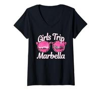 Mujer Viaje de Chicas Marbella España Bachelorette Mujeres Viaje Camiseta Cuello V