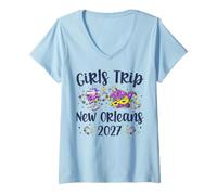 Mujer Viaje de Chicas Nueva Orleans 2027 Mardi Gras NOLA Girls Travel Camiseta Cuello V