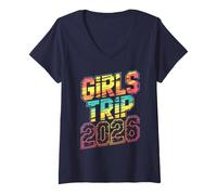 Mujer Viaje de Chicas Vintage 2026 Crucero de Vacaciones Vacay Travel Camiseta Cuello V