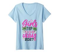 Mujer Viaje de Mujer a Las Vegas Girl 2027 Despedida de Soltera Cumpleaños Viaje Camiseta Cuello V