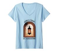 Mujer Viaje de niña St. Augustine Girls Travel Crew Florida Besties Camiseta Cuello V