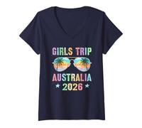 Mujer Viaje DE NIÑAS para NIÑAS Australia 2026 Vacay Cruise Travel Matching Camiseta Cuello V
