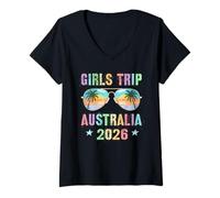 Mujer Viaje DE NIÑAS para NIÑAS Australia 2026 Vacay Cruise Travel Matching Camiseta Cuello V
