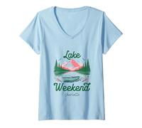 Mujer Viaje de Vacaciones de Fin de Semana al Lago Charlotte Carolina del Norte Camiseta Cuello V