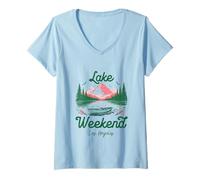 Mujer Viaje de Vacaciones de Fin de Semana al Lago Los Ángeles California Camiseta Cuello V