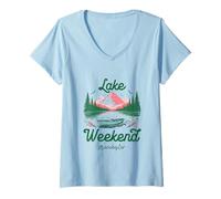 Mujer Viaje de Vacaciones de Fin de Semana al Lago Manchester New Hampshire Camiseta Cuello V
