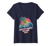 Mujer Viaje de Vacaciones, Vacaciones y cumpleaños para niños en South Padre Island 2026 Camiseta Cuello V