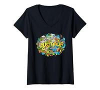 Mujer Viaje en grupo australiano ocupado y australiano patriótico a juego Camiseta Cuello V