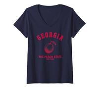 Mujer Viaje estatal de melocotón a Georgia a Georgia State Home Georgia Camiseta Cuello V
