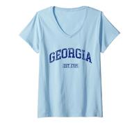 Mujer Viaje estatal de melocotón a Georgia a Georgia State Home Georgia Camiseta Cuello V