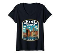 Mujer Viaje Familiar a Gdansk Polonia Vacaciones en Gdansk Camiseta Cuello V