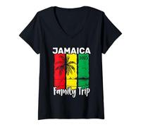 Mujer Viaje Familiar a Jamaica 2025 Vacaciones Familiares en Isla Tropical Camiseta Cuello V