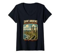 Mujer Viaje Familiar a Saint Andrews Escocia a Vacaciones en Saint Andrews Camiseta Cuello V