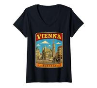 Mujer Viaje Familiar a Viena Austria Vacaciones en Viena Camiseta Cuello V