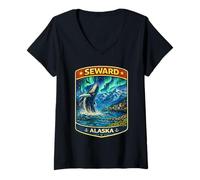 Mujer Viaje Familiar de Seward Alaska a Seward Coastal Adventure Camiseta Cuello V