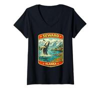 Mujer Viaje Familiar de Seward Alaska a Seward Coastal Adventure Camiseta Cuello V