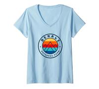 Mujer Viaje familiar de verano a las montañas de Denali Alaska Camiseta Cuello V