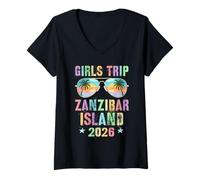 Mujer Viaje NIÑAS NIÑAS Isla Zanzibar 2026 Viaje Crucero Vacay Camiseta Cuello V