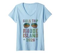 Mujer Viaje NIÑAS NIÑAS Rhode Island 2026 Vacay Cruise Travel Camiseta Cuello V
