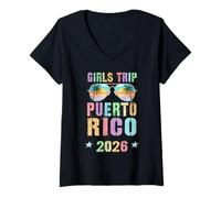 Mujer Viaje NIÑAS Puerto Rico 2026 Vacation Cruise Vacay Camiseta Cuello V