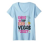 Mujer Viaje para Mujeres y niñas Vegas 2027 Despedida de Soltera Vacaciones Camiseta Cuello V