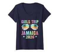 Mujer Viaje para NIÑAS Jamaica 2026 Vacay Cruise Travel Matching Camiseta Cuello V