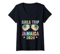 Mujer Viaje para NIÑAS Jamaica 2026 Vacay Cruise Travel Matching Camiseta Cuello V