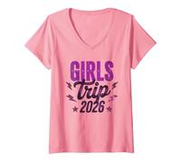 Mujer Viaje para NIÑAS para NIÑAS 2026 Vacaciones Playa Vacay Beach Matching Camiseta Cuello V