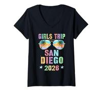 Mujer Viaje para NIÑAS San Diego 2026 Vacay Cruise Travel Matching Camiseta Cuello V