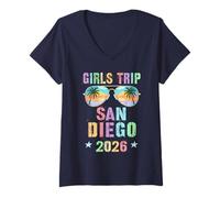 Mujer Viaje para NIÑAS San Diego 2026 Vacay Cruise Travel Matching Camiseta Cuello V