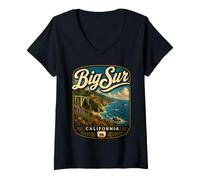 Mujer Viaje por Carretera a Big Sur California Big Sur por la Costa del Pacífico Camiseta Cuello V