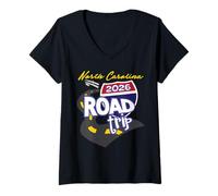 Mujer Viaje por Carretera a Carolina del Norte 2026 Camiseta Cuello V