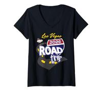 Mujer Viaje por Carretera a Las Vegas 2026 Camiseta Cuello V
