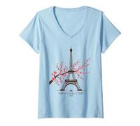 Mujer Viaje Retro a Paris Girls Trip 2026 Vacaciones Sassy Vuelo Coincidencia Camiseta Cuello V