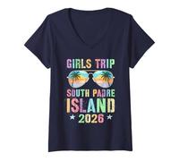 Mujer Viaje Vintage NIÑAS Isla Sur Padre 2026 Viaje Vacaciones Camiseta Cuello V